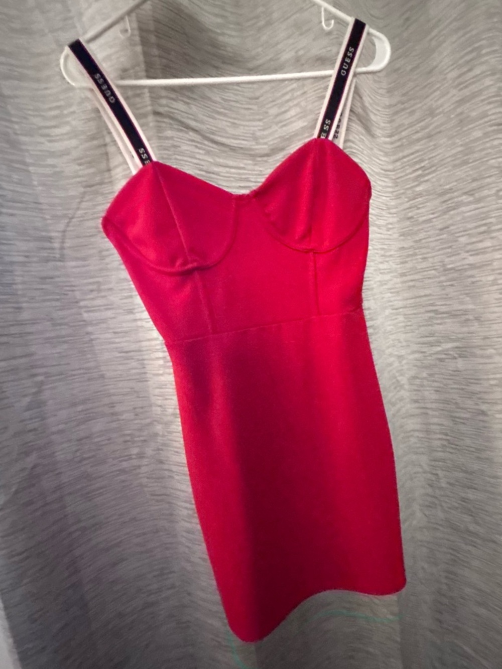 Guess Fitted Red Bustier Mini Dress with Branded Straps - Picture 1 of 3
